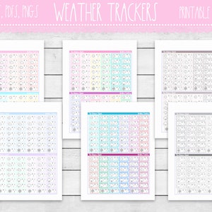 suiveurs météo à imprimer | Météo | Températures maximales et minimales quotidiennes | Fonctionnel | Stickers agenda imprimables | Stickers pour agendas fonctionnels