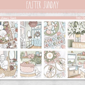 Printable Ostersonntag Weekly | Erin Condren | Vertikal Weekly | Ostern | Druckbare Planer Aufkleber | Frühling | Start | Wöchentlich druckbar