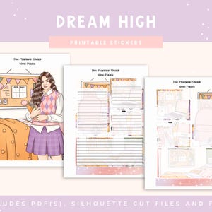 Dream High Note Pages | Notes Pages | Erin Condren | 7 x 9" Planners | Printable Planner Stickers | School | Back To School | Teacher