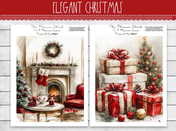 Elegant Christmas Planner Covers | Erin Condren | 7x9 Planner Covers| Planner Covers | Happy Planner | Printable Planner Covers | Christmas