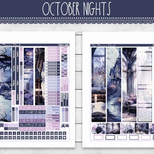 Printable Hobonichi Cousin Oktober Nächte Monatlich | Oktober Monthly | Herbst | Druckbare Planer Aufkleber | Druckbare Aufkleber | Monatsansicht