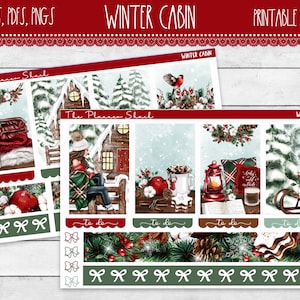 Printable Winter Cabin Weekly | Happy Planner | Winter | Christmas | Winter Weekly | Printable Planner Stickers | Printable Stickers