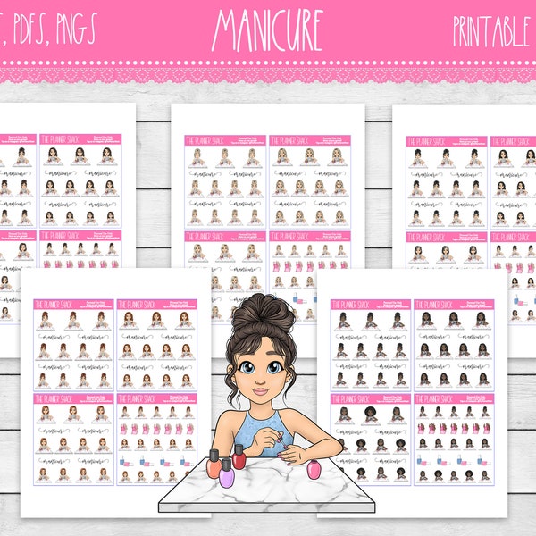 Printable Manicure Planner Stickers | Manicure | Nails | Manicure | Fashion Girls | Printable Planner Stickers | Printable Stickers