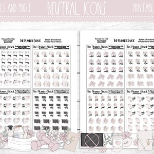 Neutral Icons | Planner Icons | Printable Planner Stickers | Planner Printables | Cut Files | Printable Stickers | Neutral | Cleaning