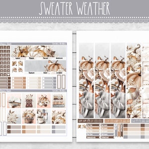 Imprimable A5 - Chandail avec anneaux, météo mensuelle | Bagues A5 | Automne | Mensuel citrouille d'automne | Stickers agenda imprimables | Autocollants imprimables