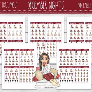 Afdrukbare decembernachten plannerstickers | Kerstmis | Kerstmode meisjes | Afdrukbare plannerstickers | Afdrukbare stickers | Decoratie
