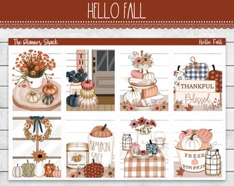 Bonjour automne hebdomadaire imprimable | Erin Condren | Hebdomadaire vertical | Hebdomadaire d'automne | Stickers agenda imprimables | Hebdomadaire imprimable | Action de grâces