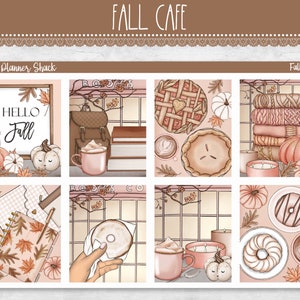 Printable Fall Cafe Weekly | Erin Condren | Vertical Weekly | Fall | Coffee Lover | Printable Planner Stickers | Printable Stickers | Weekly