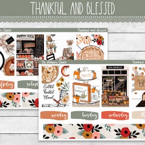 Printable Dankbar und Gesegnet Wöchentlich | Happy Planner | Erntedank Wöchentlich | Gib Danke | Druckbare Planer Aufkleber | Wöchentlich druckbar