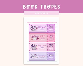 Printable Bookmarks | Book Tropes | Book Tropes Bookmarks | Digital Bookmarks | Fantasy Reader | Smut Reader | Girly Bookmarks | Romantasy