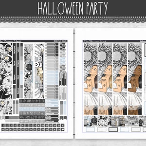 Festa de Halloween do Primo Hobonichi para Imprimir Mensal | Halloween Mensal | Anjos | Adesivos para Planejador para Imprimir | Adesivos para Imprimir | Outubro