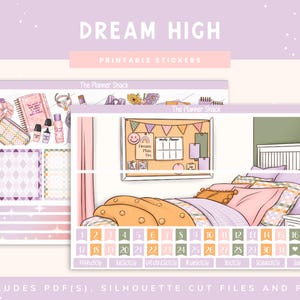 Printable Dream High Monthly | Erin Condren | Vertical Monthly | School | Back To School | Monthly View | Printable Stickers