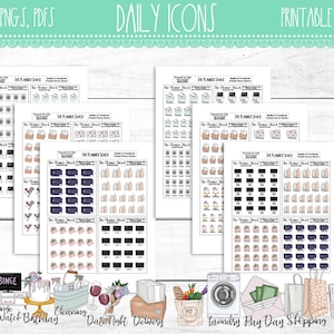Daily Icons | Icons | Planner Icons | Printable Planner Stickers | Planner Printables | Printable Stickers | Cut Files | DIY Stickers