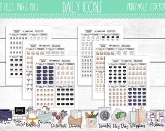 Daily Icons | Icons | Planner Icons | Printable Planner Stickers | Planner Printables | Printable Stickers | Cut Files | DIY Stickers