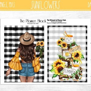 Tableaux de bord Tournesol | A6 | B6 | Pochette | Personnel large | A5 | A5 large | Bagues | Carnet de notes du voyageur | Tableaux de bord imprimables | Tableaux de bord