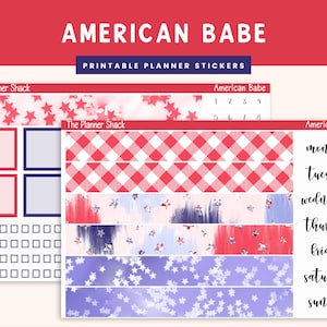 Printable A5 DAILY DUO Weekly | Amerikanisches Baby | 4.Juli | 4th Of Jul Weekly | Druckbare Planer Aufkleber | Drucksachen | tägliches Duo