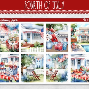 Hebdomadaire imprimable du 4 juillet | Erin Condren | Hebdomadaire vertical | Hebdomadaire du 4 juillet | Floral | patriotique | Stickers agenda imprimables | Hebdomadaire