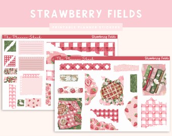 Printable Strawberry Fields Journaling Weekly | Jouraling Printables | Journaling Stickers | Strawberries | Picnic | Summer | Summer Journal