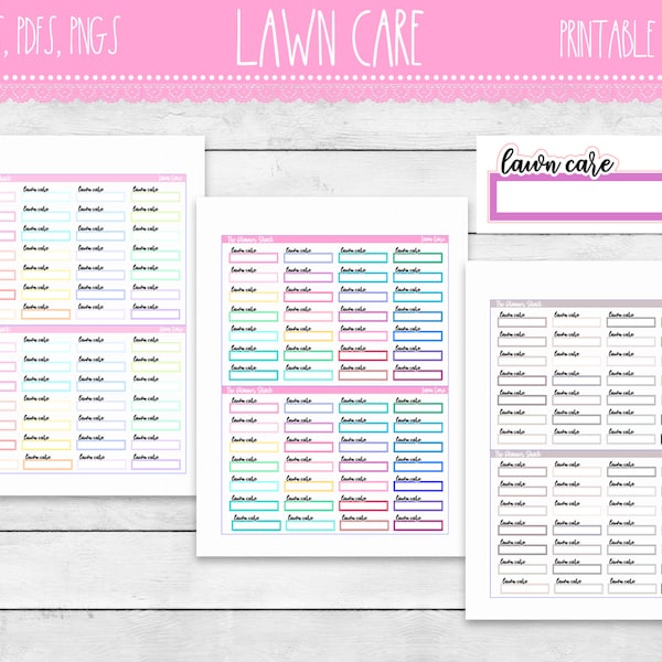 PRINTABLE Lawn Care Trackers | Lawn Care | Mow Lawn | Pull Weeds | Printable Planner Stickers | Functional Planner Stickers | Printables