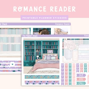 Printable Romance Reader Weekly | Happy Planner Dashboard | Buchliebhaber Weekly | Druckbare Aufkleber | Wöchentlich bedruckbar | Dashboard Weekly
