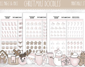 Christmas Doodles 2 | Christmas Deco | Holiday Deco | Pastel Christmas | Printable Planner Stickers | Planner Printables | Doodle Printables