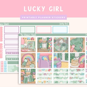 Printable Hobonichi COUSIN Weekly | Lucky Girl | St. Patricks Day | Printable Planner Stickers | Printable Stickers | Weekly Printable