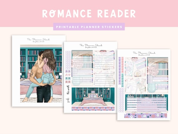 Romance Reader Dashboard | Notes Pages | Erin Condren | 7 x 9" Planners | Printable Planner Stickers | Romance Novels | Book Lover | Books