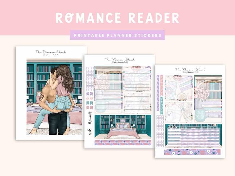 Romance Reader Dashboard | Notes Pages | Erin Condren | 7 x 9" Planners | Printable Planner Stickers | Romance Novels | Book Lover | Books image 1