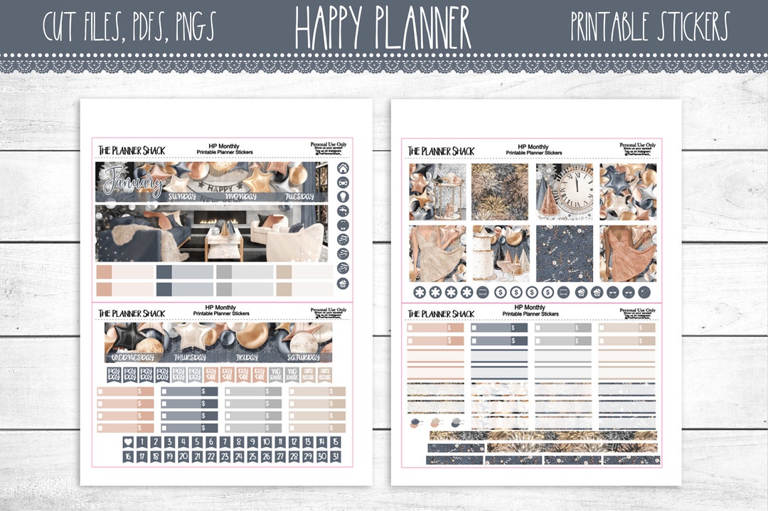 January Monthly Happy Planner New Year's New Year's Monthly Celebrate ...