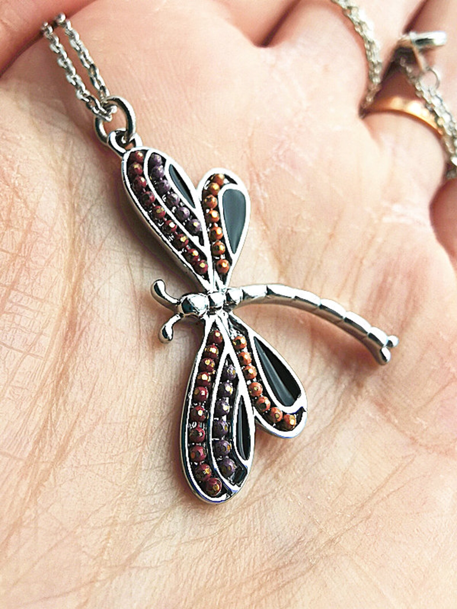 Dragonfly Necklace Pendant Spiritual Meaning Gift for Etsy
