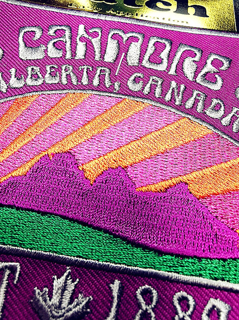 Travel Patch Iron on Patch Canmore Patch Sew on patch Rockies Patch Mountain Backpack Patch Canmore three sisters Mountain