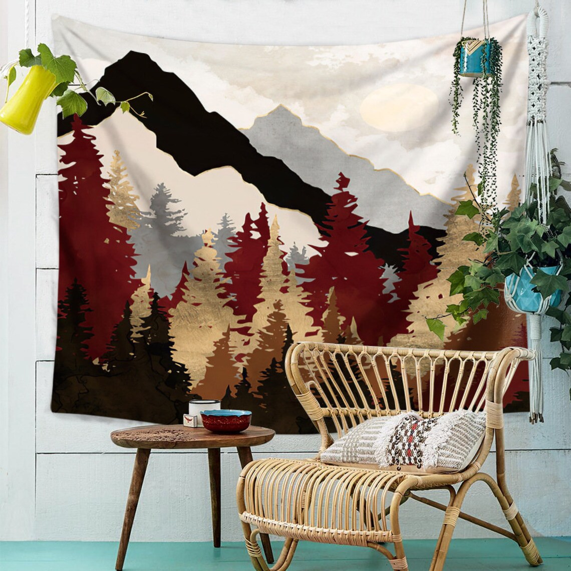 Mountain Tapestry / Wall Hanging Tapestry / Mountain Lakeside Etsy Canada