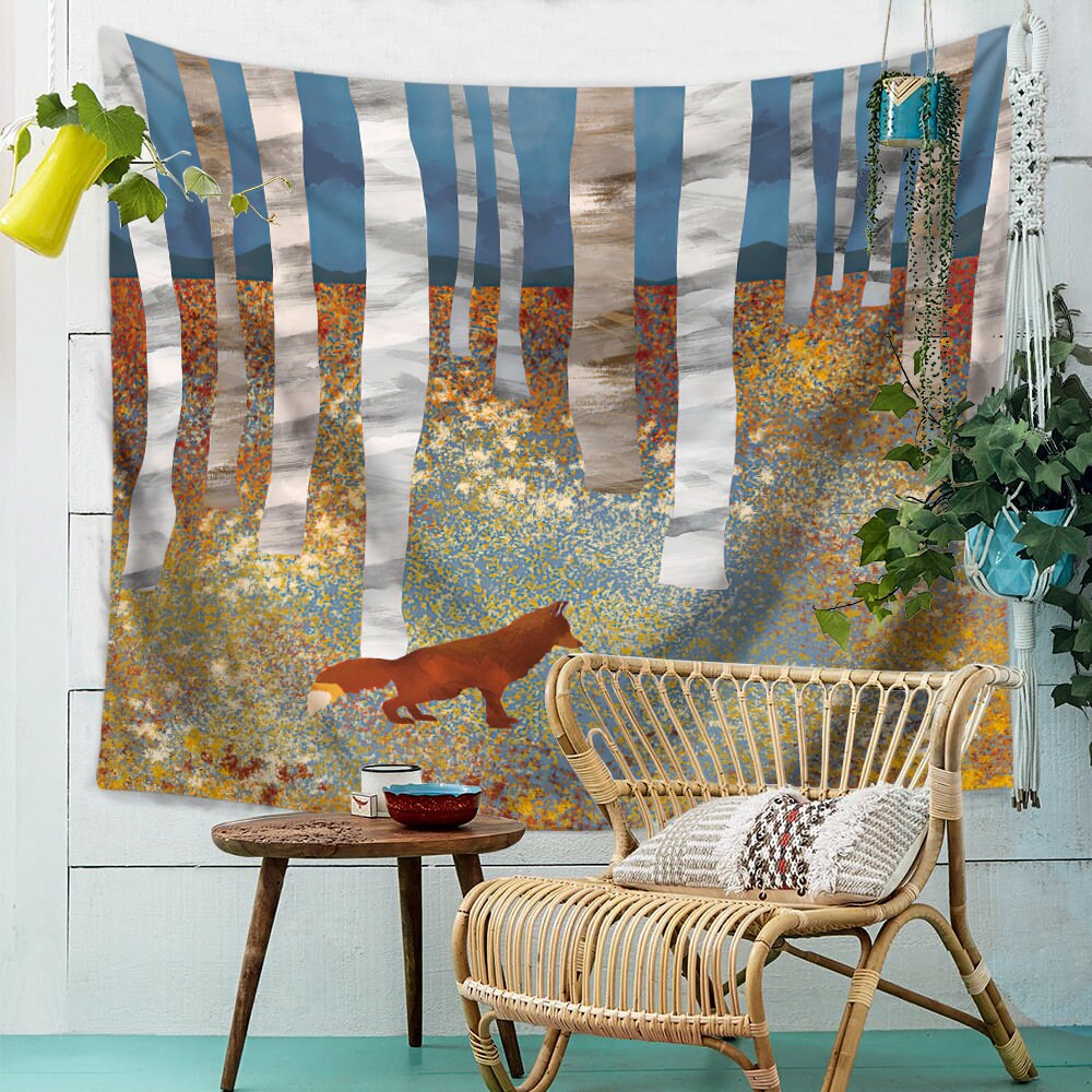 Forest Fox Tapestry Wildlife Tapestry Wild Animal Wall Etsy Canada