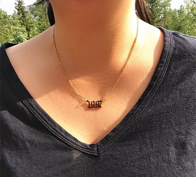 Rocky Mountain Gold Birth Year Necklace stainless steel Birthday necklace Custom Year necklace Birthday Gift necklace Gift for her