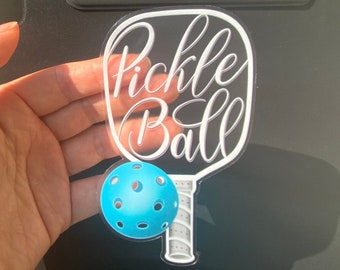 Pickleball Sticker, Transparent Pickleball Decal, Weather Resistant Car Sticker, Durable Water Bottle Vinyl Sticker, Hand Letter Calligraphy