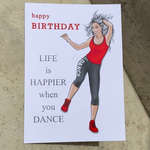 Birthday Card, Dance Fitness, Dance Happy, Gym Rat, Fitness Birthday, Music, Health, Dance Birthday Card, Life is Happy when You Dance