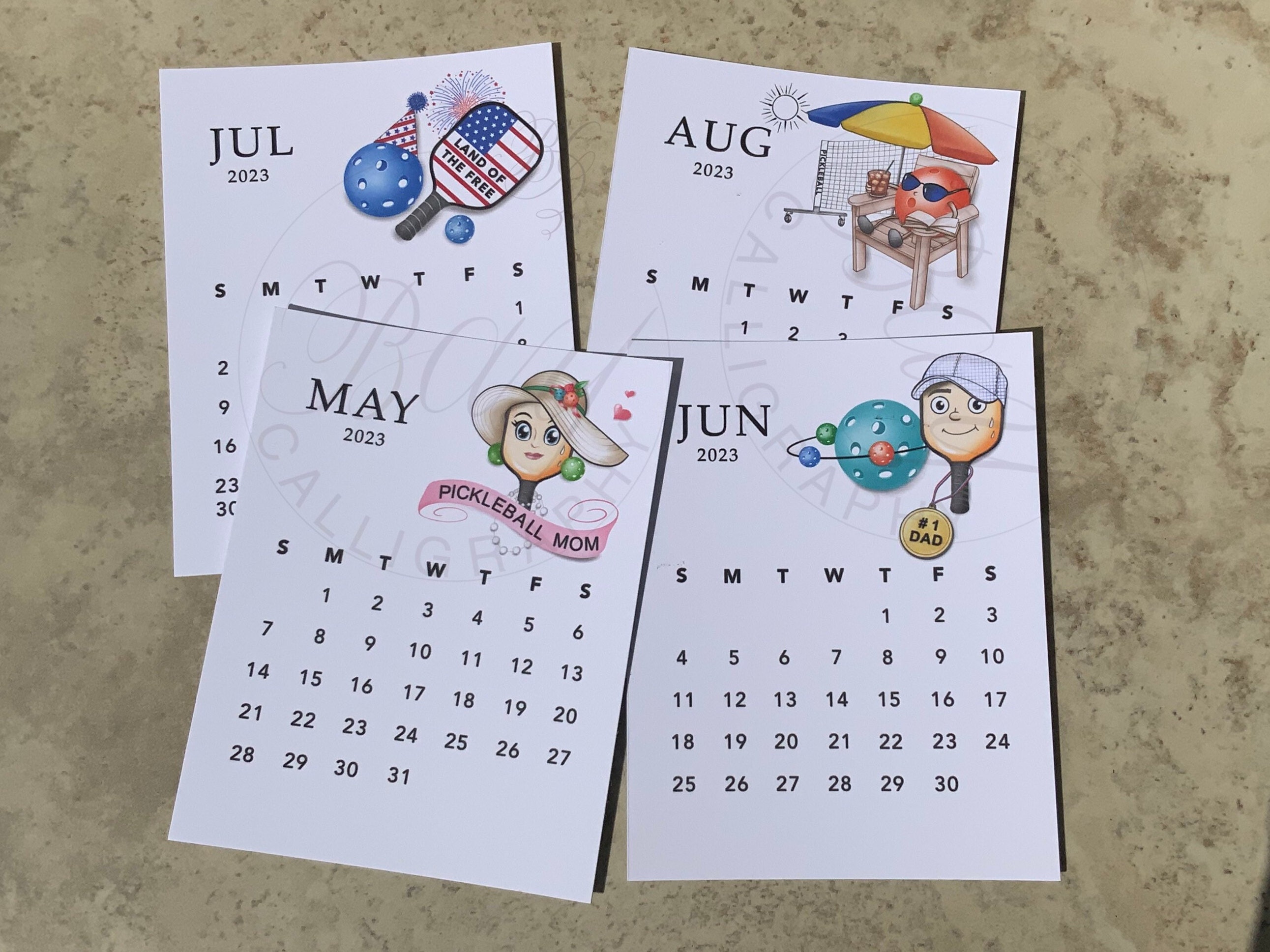 Pickleball Calendar Office Desk Calendar 12 Months Etsy
