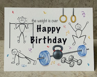 Crossfit Birthday Card, Gym Fitness, the Weight is Over, Weightlifting, Gym Rat, Fitness Instructor, Personal Training, Physical , 5x7 Card
