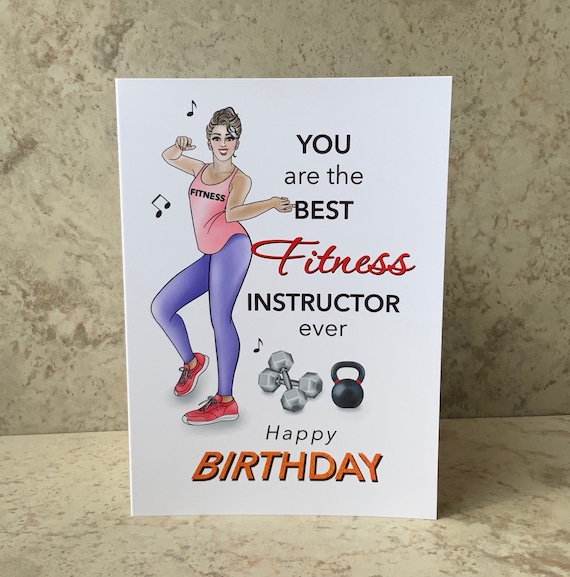 Fitness Instructor Birthday Card, Yoga Instructor Card, Dance