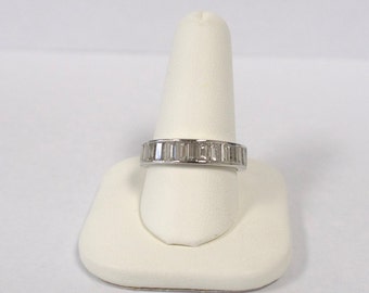 4.5 CTW Full Cut Diamond Baguette Ring | Set in Platinum | Ring Size 7