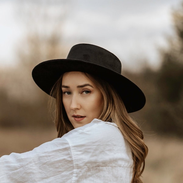 Wide Brim Boater Hat | Wide Brim Fedora | Wide Brim Hat Women | Hat For Women | Fedora Hat | Suede Hat | GAURA