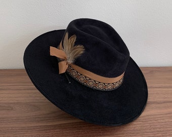 Wide Brim Vegan Suede Fedora | Boho Style Hat - CERESO