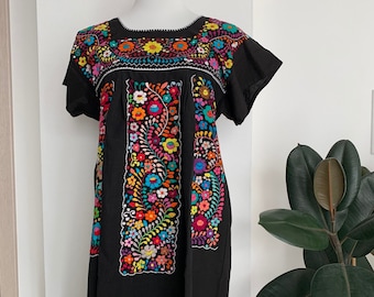 S | M Mexican hand embroidered traditional dress Mexican Dress Embroidered Dress Floral