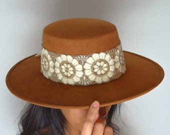 Wide Brim Boater Hat | Wide Brim Fedora | Wide Brim Hat Women | Hat For Women | Fedora Hat | Suede Hat | DAISY