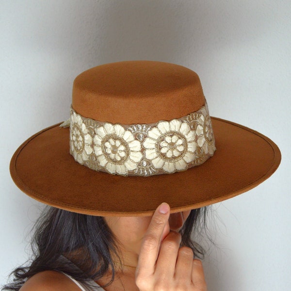 Wide Brim Boater Hat | Wide Brim Fedora | Wide Brim Hat Women | Hat For Women | Fedora Hat | Suede Hat | DAISY