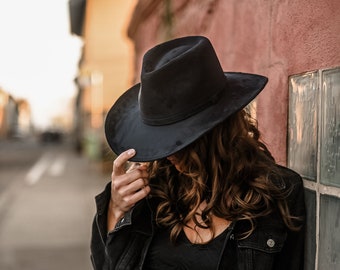 Wide Brim Fedora | Teardrop Rancher Hat | Hat for Women Men | Fedora Hat | Cowboy Hat | STRELITZIEN3