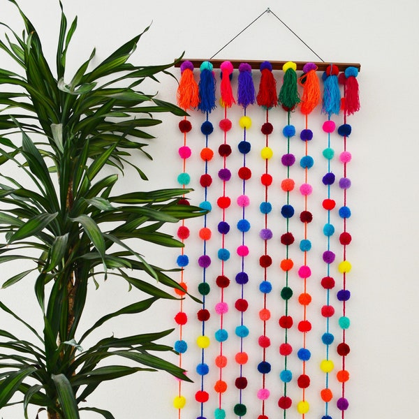 Pom pom Girlande Mexikanischer, Pom Pom Girlande, Pom Pom Girlande Boho, Multicolor Pom Pom, Pompom