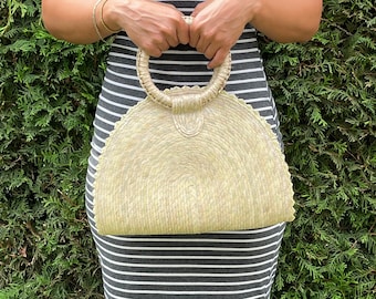 Handcrafted Boho Palm Leaf Bag, Mini Mexican Handbag