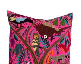 Mexican pillow cover, Handmade pillow cover, Colorful decorative pillow cover
