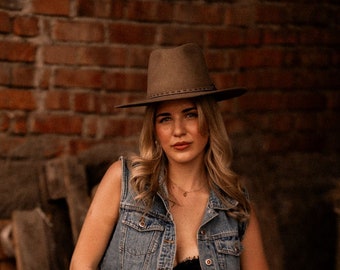 Wide Brim Fur Felt Fedora | Handmade Western Boho Hat - KALMIA